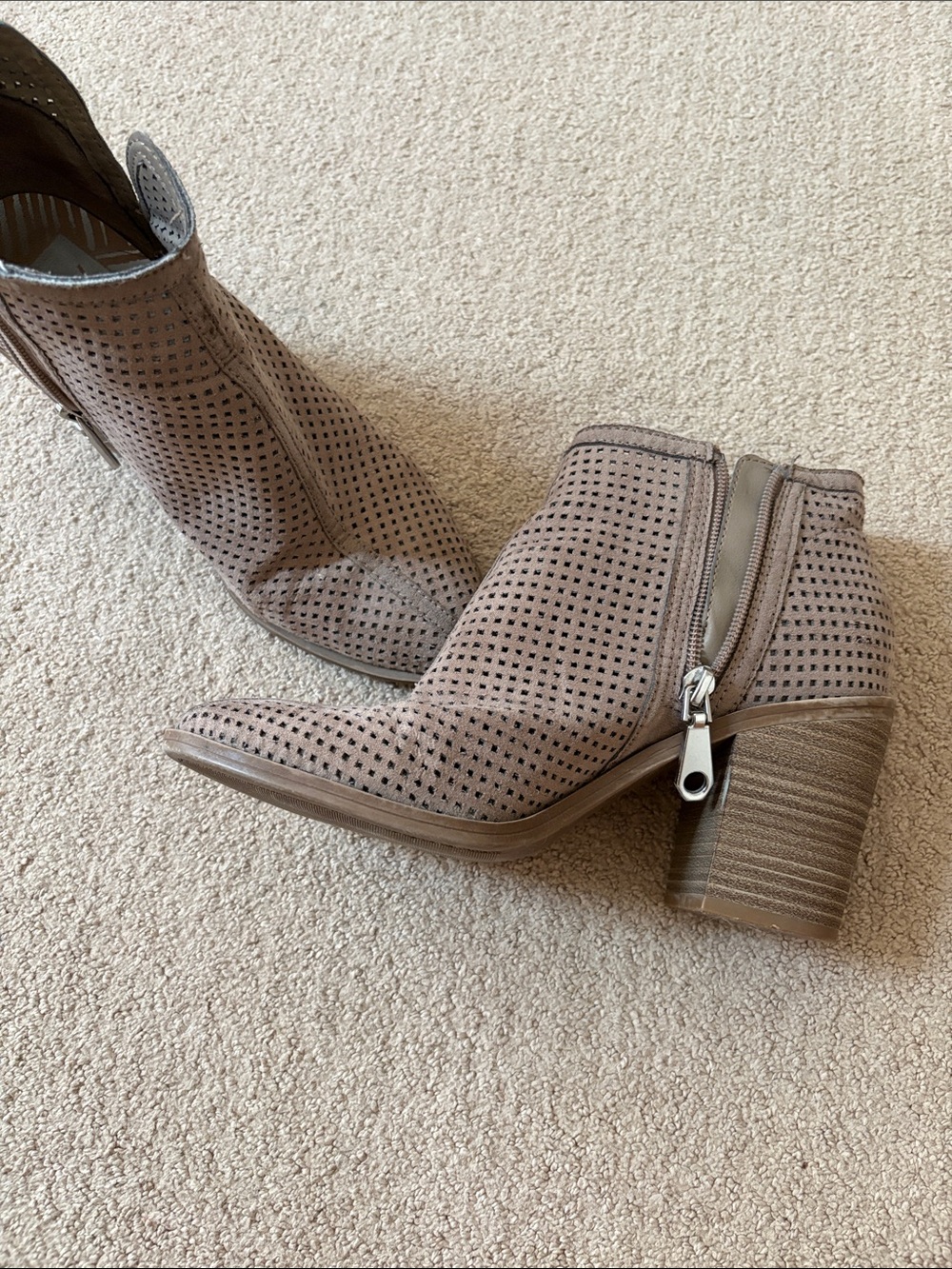 DV by Dolce Vita Perforated Taupe Ankle Booties